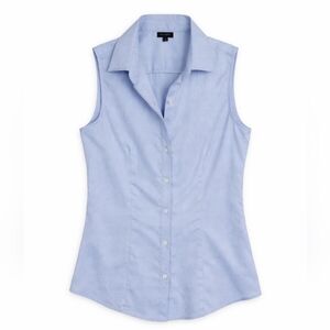 Talbots Blue Button Down Shirt Wrinkle Resistant 100% Cotton Preppy Coastal